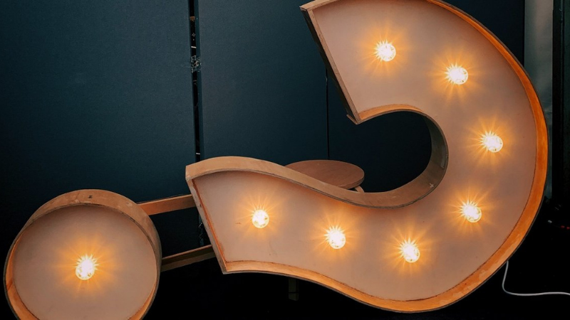 Question mark with lights