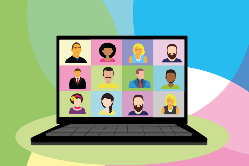Video conference on a laptop