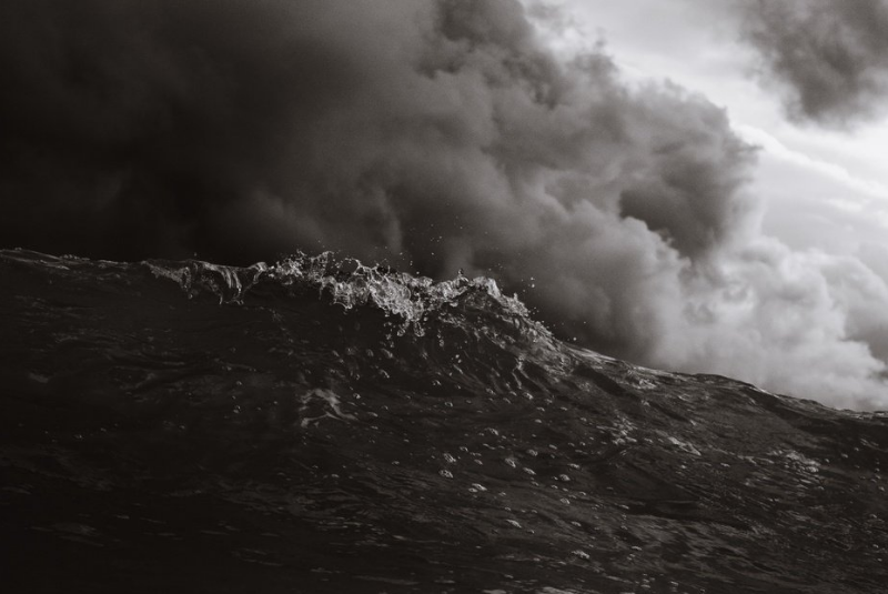 Rough sea in a dark sky
